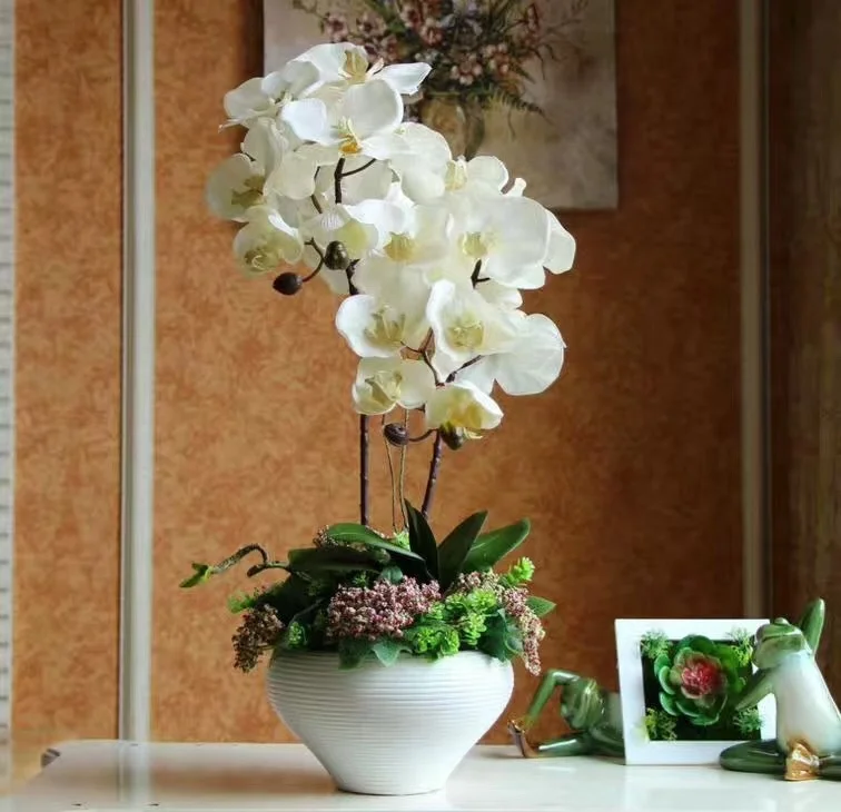 high quality small Orchid flower pots planters artificial flower arrangement