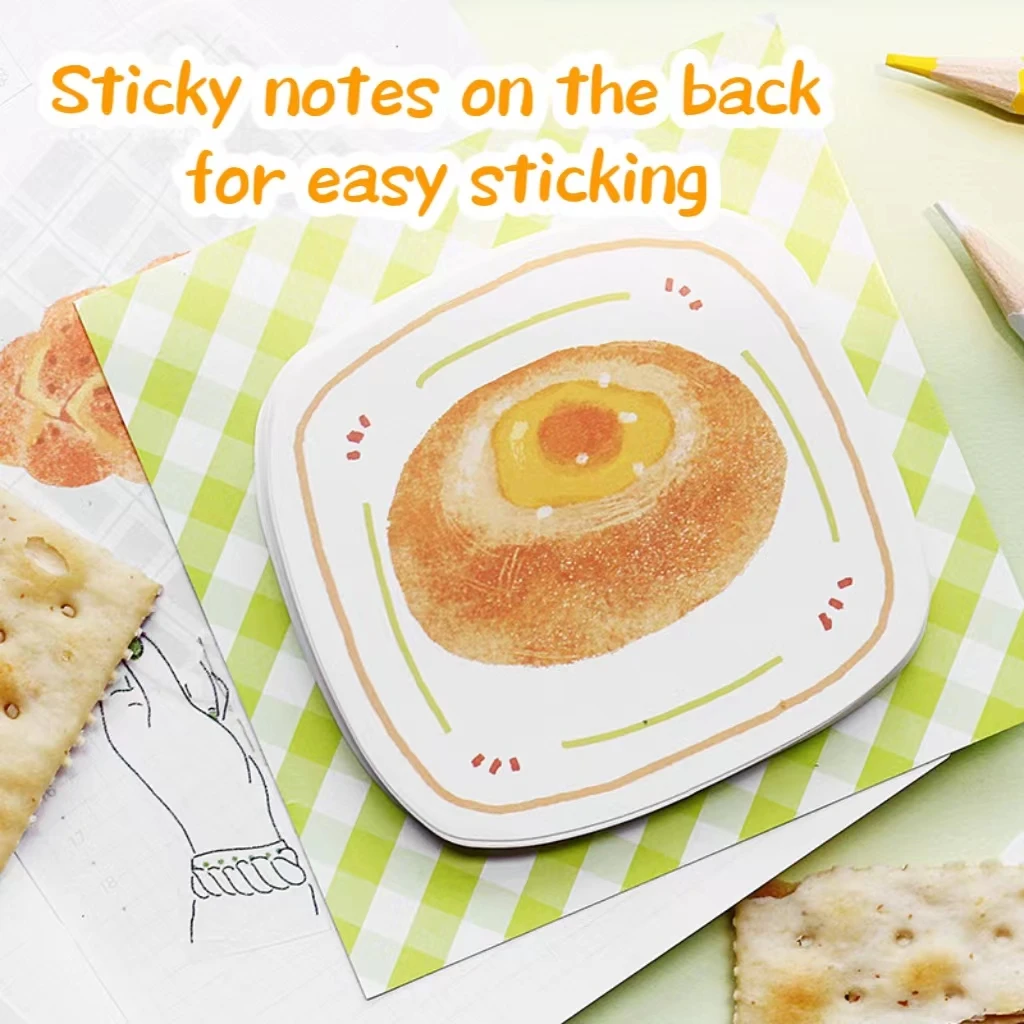 Creative little fresh cute picnic food bread omelette Note pad Office student only