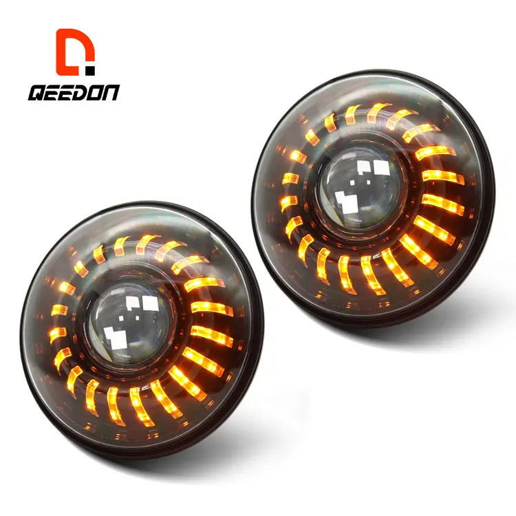 Drop shipping angel eye led headlight Super Bright warning  led headlight 7 inch custom music speed control 7 inch headlight