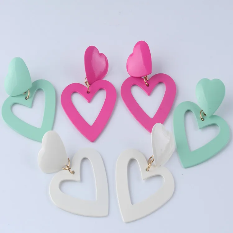 Fashion Cute S925 Sterling Silver Needle Earrings Female Dainty 70s Heart Shape Stud Earrings