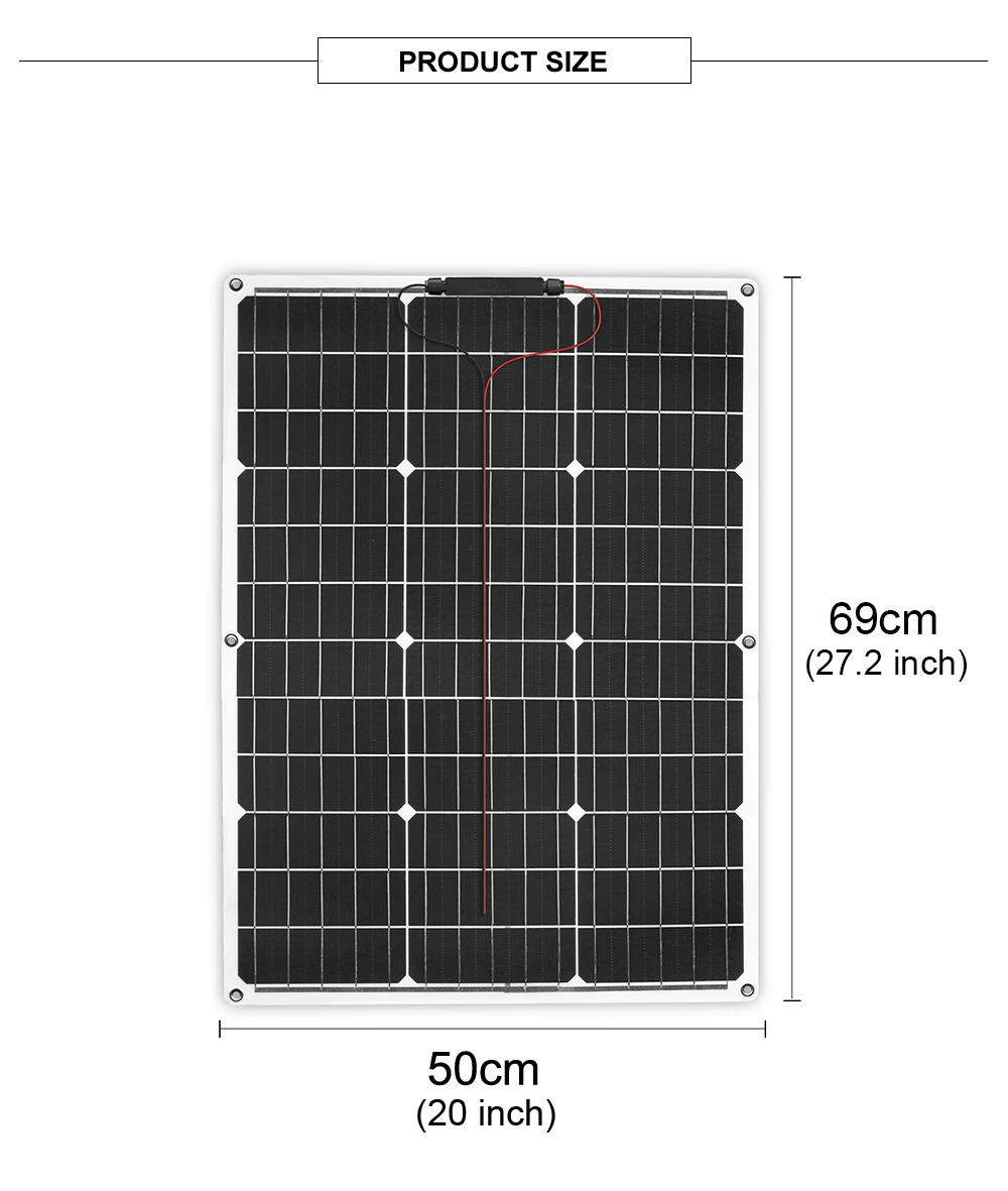 Waterproof  50W 12V DOKIO Top Selling Flexible Solar Panel for  Solar Car Boat Battery Charge Solar Kit