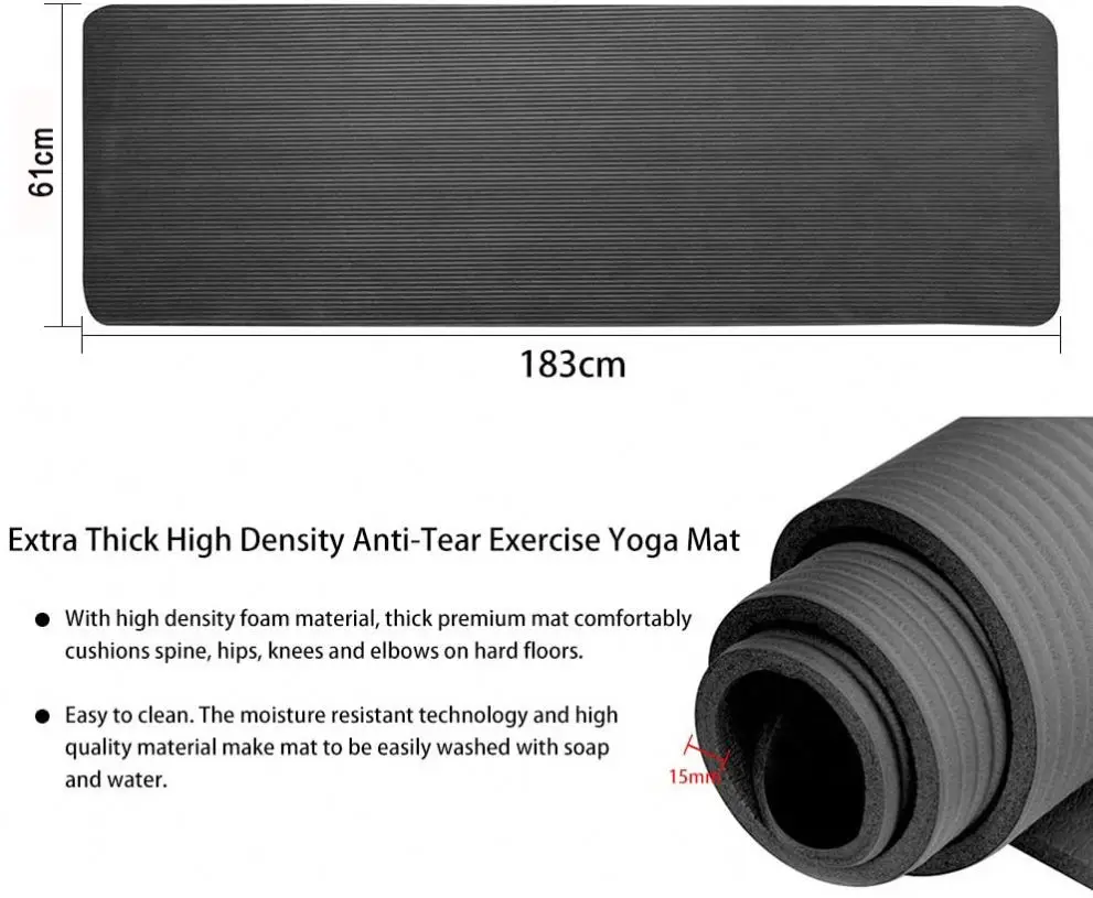 Для занятий спортом йогой и пилатеса здоровье фитнес-72 "x 24" бутадиен-нитрильный каучук комфорт пены коврик для йоги