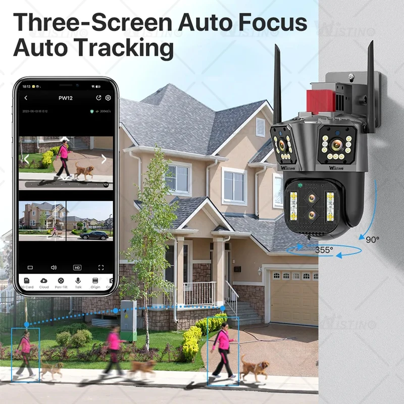 Wistino 8K 10X Zooming Cctv Wireless Wifi Camera Two Way Audio Baby Monitor Waterproof Four Lens Night Vision Network Camera