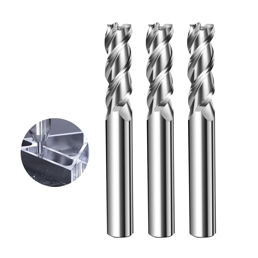 CNC Carbide Endmill HRC55 3 Flute Aluminium Milling Cutter For Aluminum Cutting Tools Specular Highlight Of Aluminum Cutting