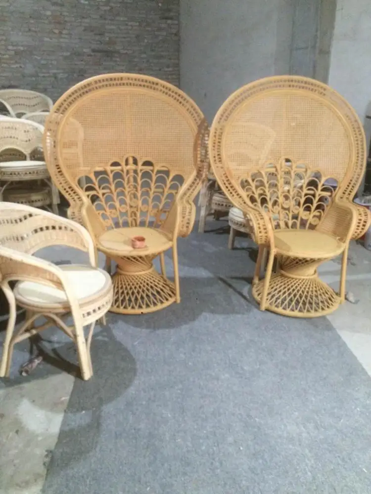 Foshan Cheaper Price White Garden Peacock Rattan Chair With Seat Pad