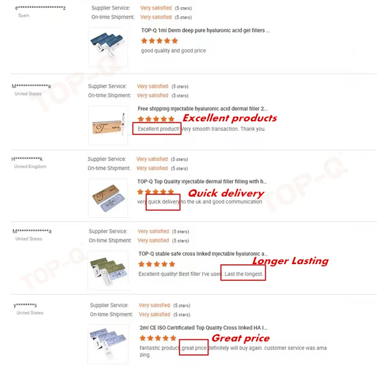 TOP-Q100ml дешевая цена постоянный подъем ягодиц гиалуроновая кислота дермальный наполнитель для инъекций