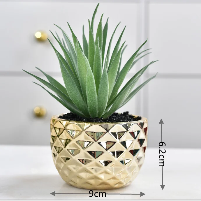 Wholesale artificial succulent plant with gold ceramic pot