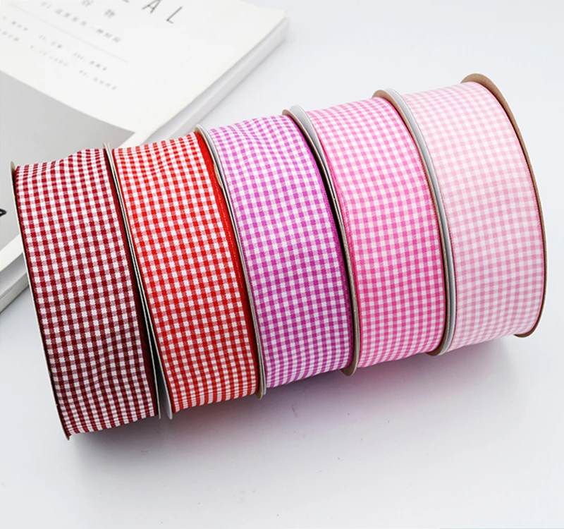 38 мм/1,5 дюйма, Прямая продажа с фабрики, лента в клетку для упаковки подарков, рулон подарочной ленты decroation