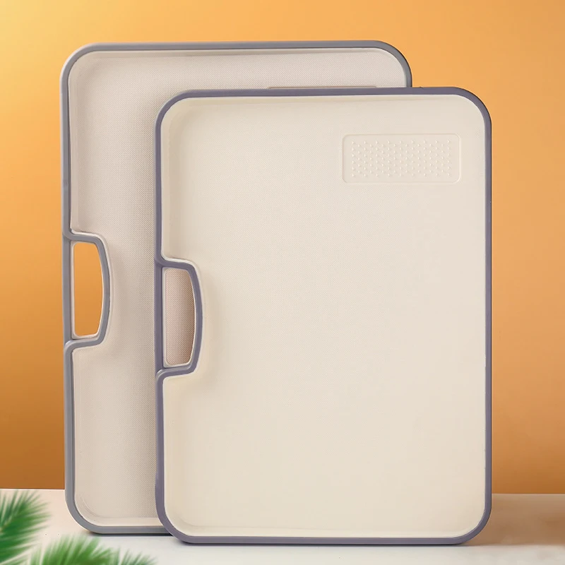 WONDERFUL Double Sided Kitchen Wheat Straw Cutting Board Chopping Block Plastic Cutting Board Handle Non Slip Groove Easy for kitchen