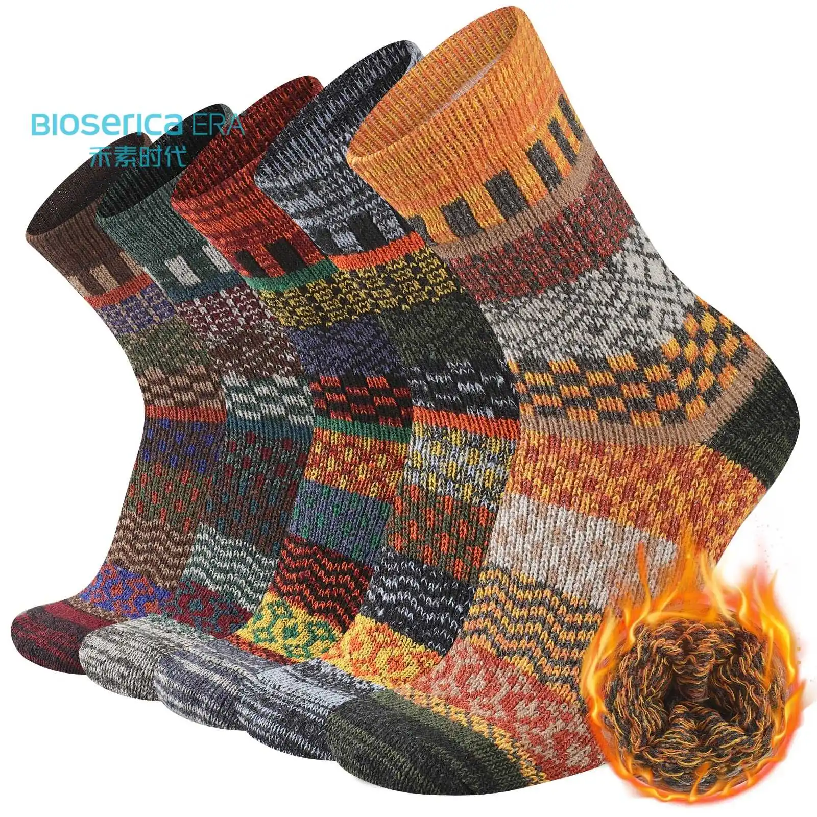 Bioserica Era custom socks winter wool socks Thermal Winter Thick Crew Pattern thick warm winter men socks