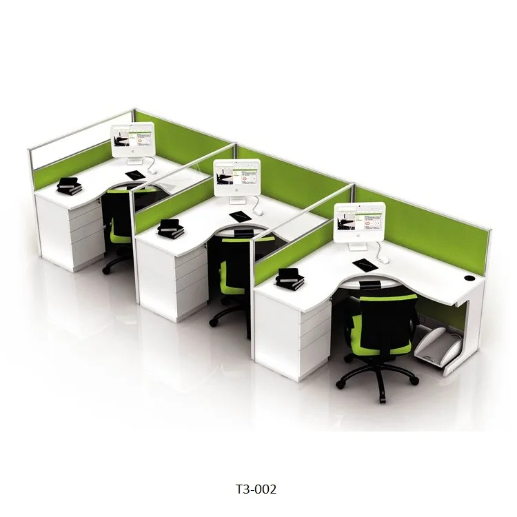 
Modern 3 small office office modular bending 120 degree MFC wooden administrative open staff office desk 