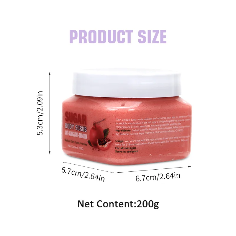 OEM Private Label Moisturizing Exfoliating Remove Dead Skin Whitening Natural Pomegranate Body Scrub