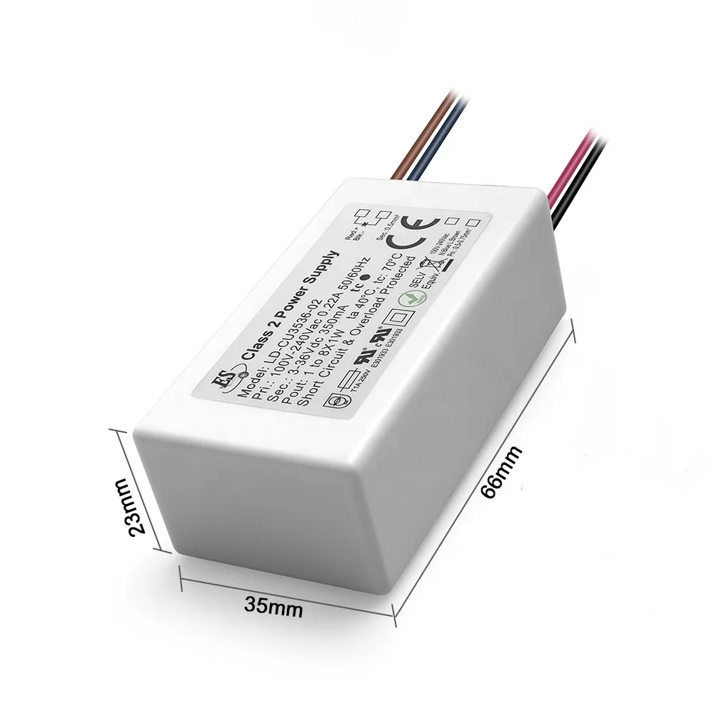  Источник питания постоянного тока Es Ce Cul 72% 3-36vdc 350ma 8w Ac-dc класс 2 водонепроницаемый светодиодный драйвер