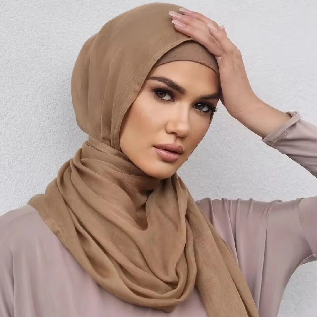 85*180CM simple style plain color soft breathable modal jersey fabric Eid ul-Fitr hijab scarf for muslim ladies