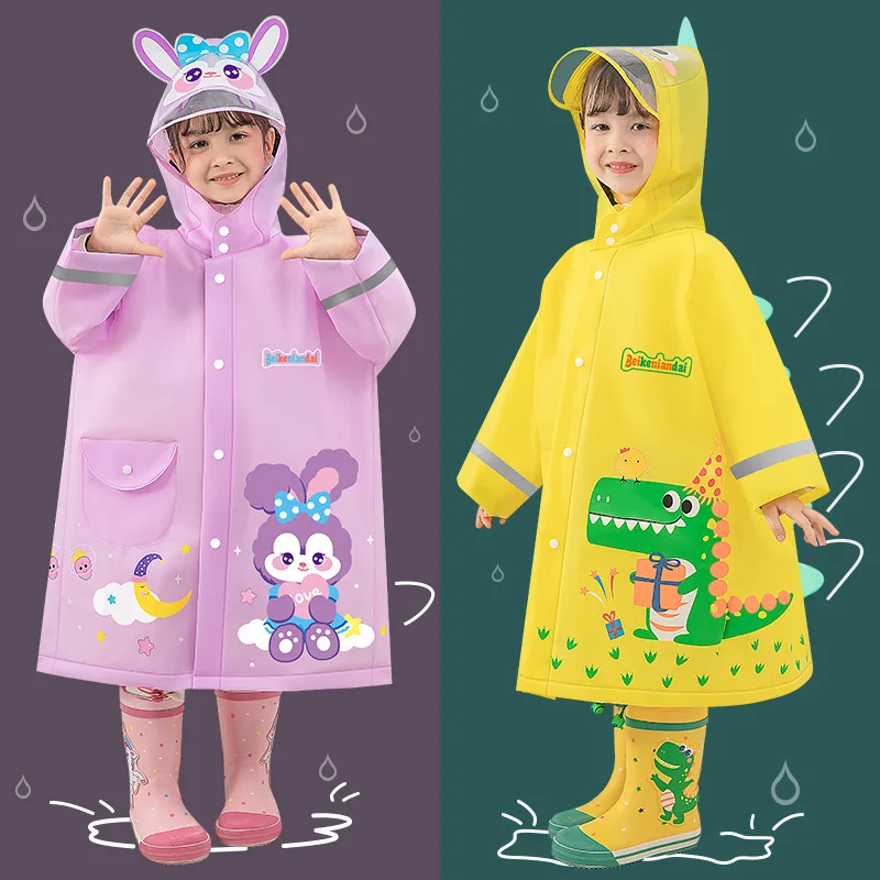 Raincoat for Children Cartoon Cute Rain Poncho with Hoods