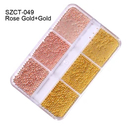 Customized 6 Grids Packing Nail Jewelry Factory Price Wholesale Silver/Black/Gold/Rose Gold Steel Nail Art Caviar Beads