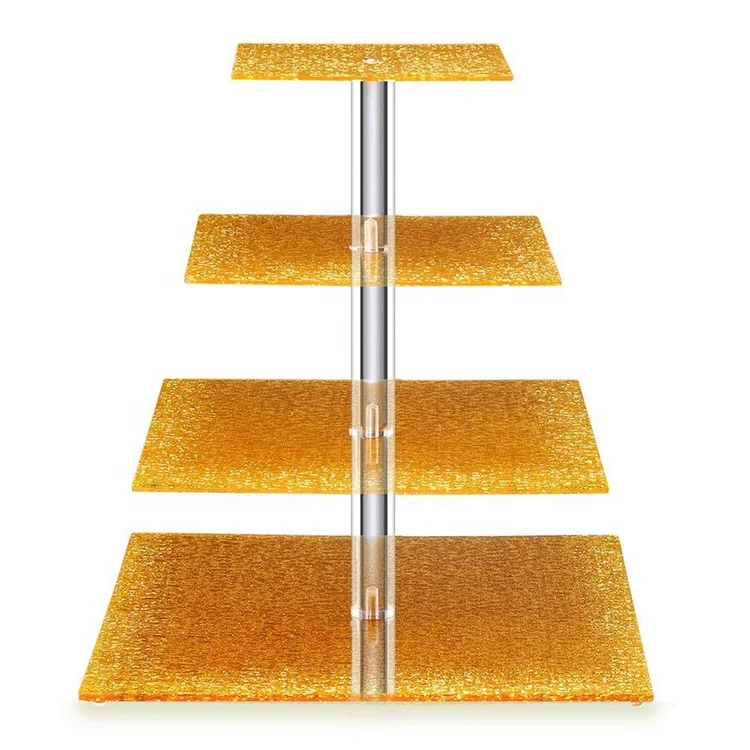 Custom Design Acrylic Cupcake Stand 4 Tiers Cupcake Tower Square Acrylic Cake Stand