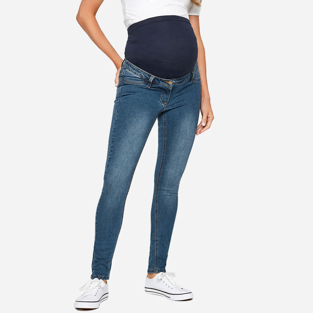 Jersey Waist Band Washed Maternity Jeans