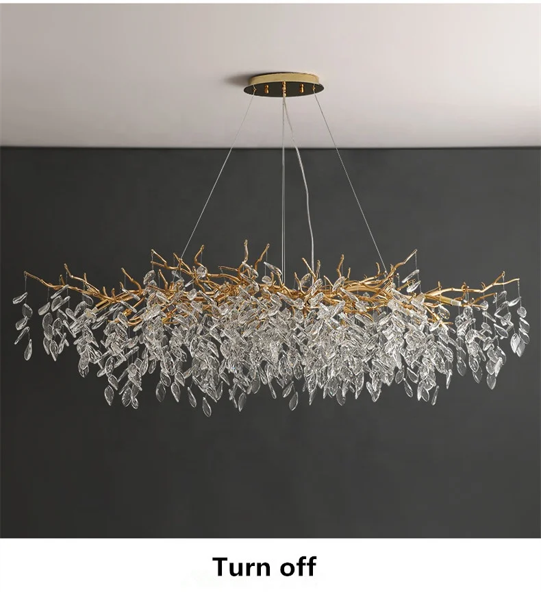 Hot Sale New Luxury Creative Design Tree Shape for Living Room Dining Room K9 Crystal Oval Chandelier
