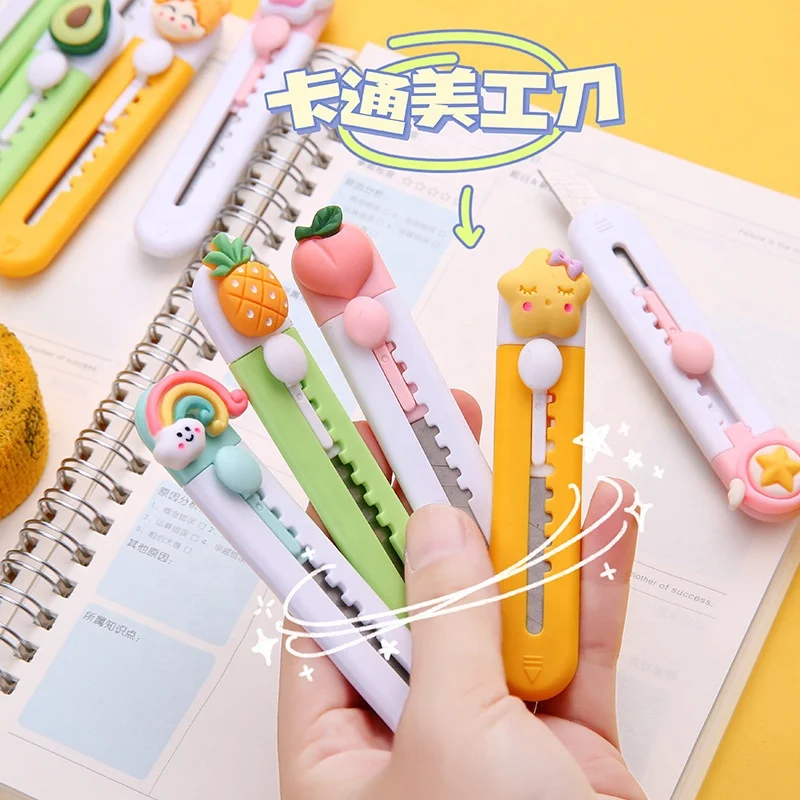 School office safety paper cutting crafts cartoon cute retractable utility knife