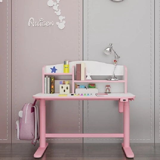 Pink Kids Furniture Ergonomic Study Desk Writing Drawing Height Adjustable Children Table
