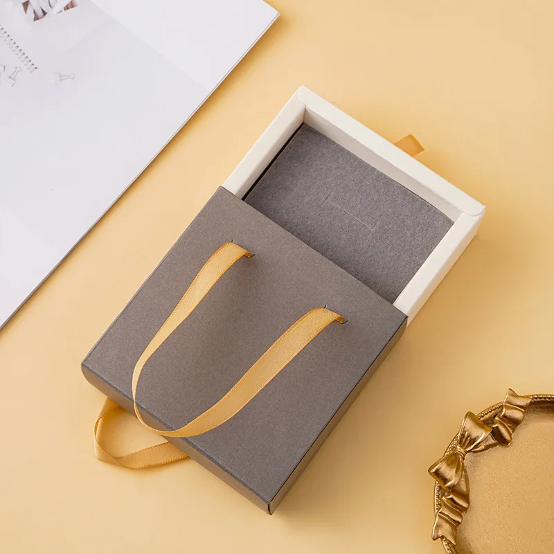 Logo Customized Hand Drawer Gift Box Necklace Earring Ring Bracelet  Packing Box Earring Storage Accessories Soft Box