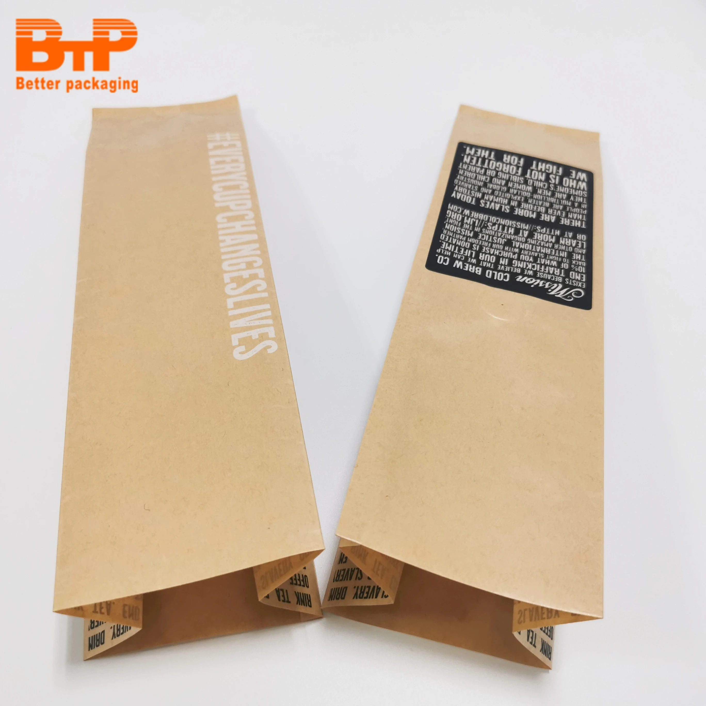 Кофейные пакеты из крафт-бумаги с односторонним дегазающим клапаном и многоразовой боковой молнией