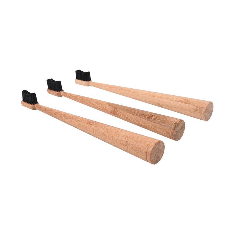 Wooden Handle Bathroom Natural Charcoal Wood Biodegradable Kids Size Travel Bamboo Toothbrush With CE