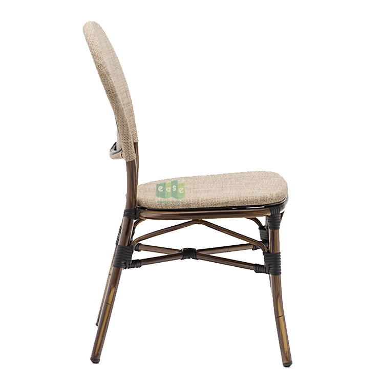 (E1177) Modern design cafe stackable aluminum metal fabric outdoor chairs furniture