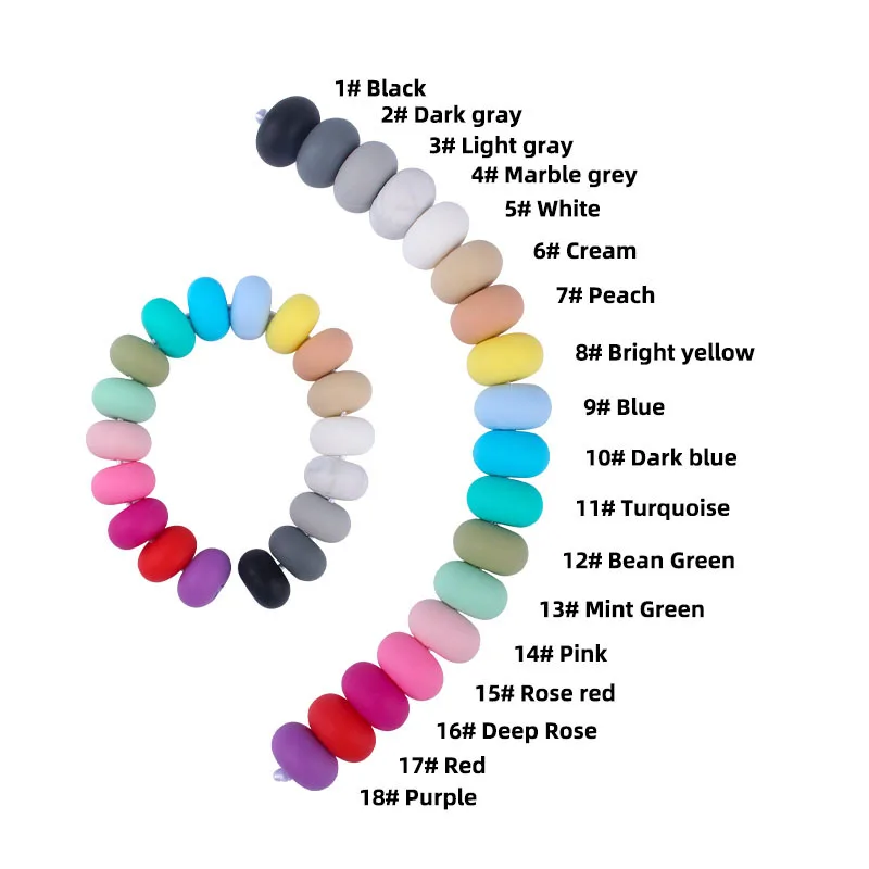 Bpa Free Mixed Color 15mm Bulk Abacus Teething Food Grade Wholesale Silicone Beads Diy Necklace