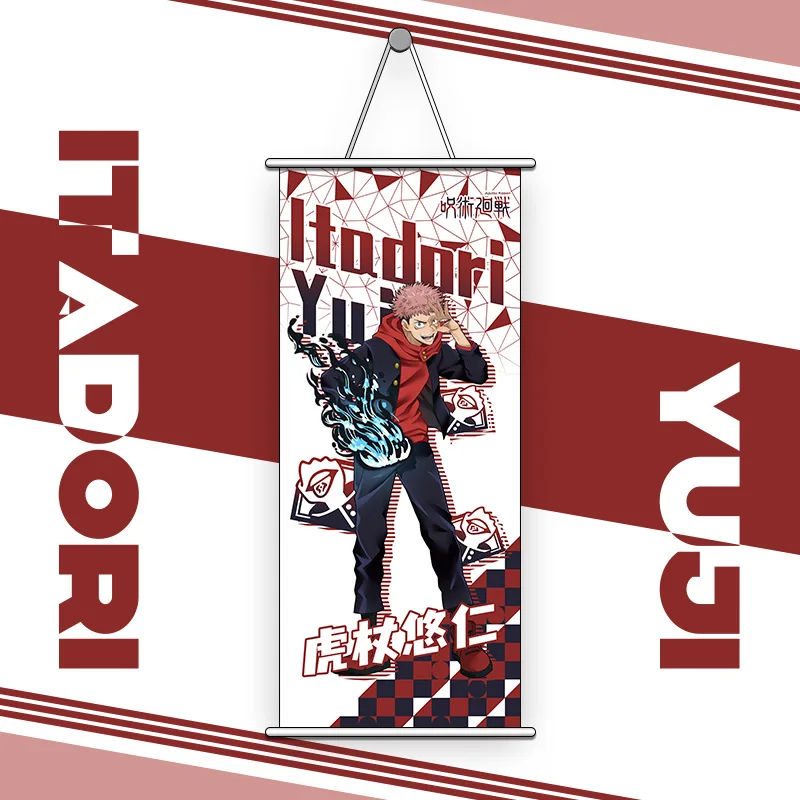 Anime 74x35cm Jujutsu Kaisen Demon Slayer Game Genshin Impact Print Wall Poster Scroll Hanging Picture