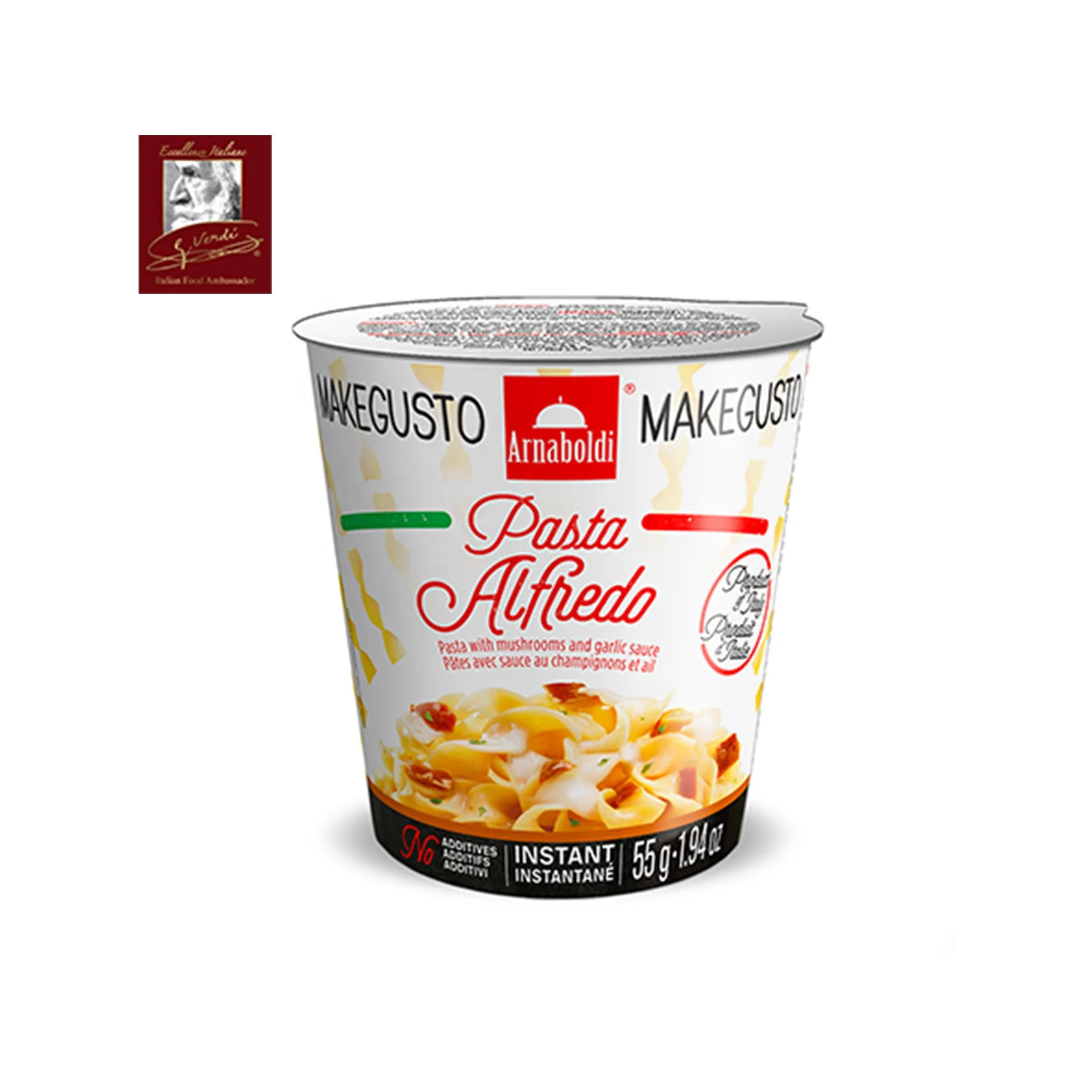 Instant Italian Pasta Cup ALFREDO 55g on-the-go MADE IN ITALY Top Quality GVERDI Selection Instant Tagliatelle with mushrooms