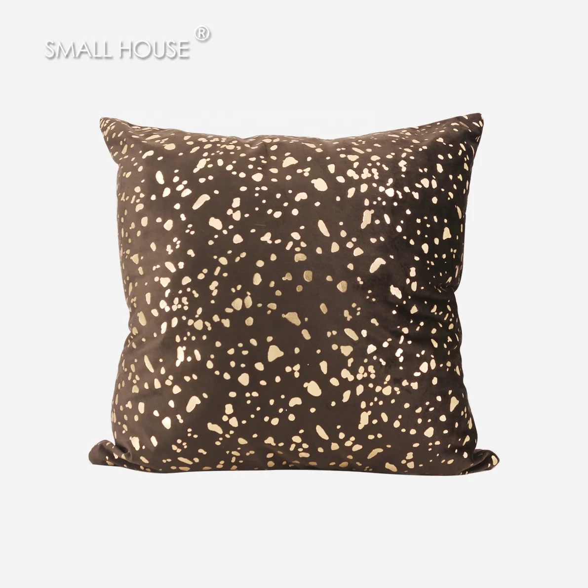 
ODM lounge watch printing gold dot throw pillows hotel sleeping velvet cushion covers 16x16 