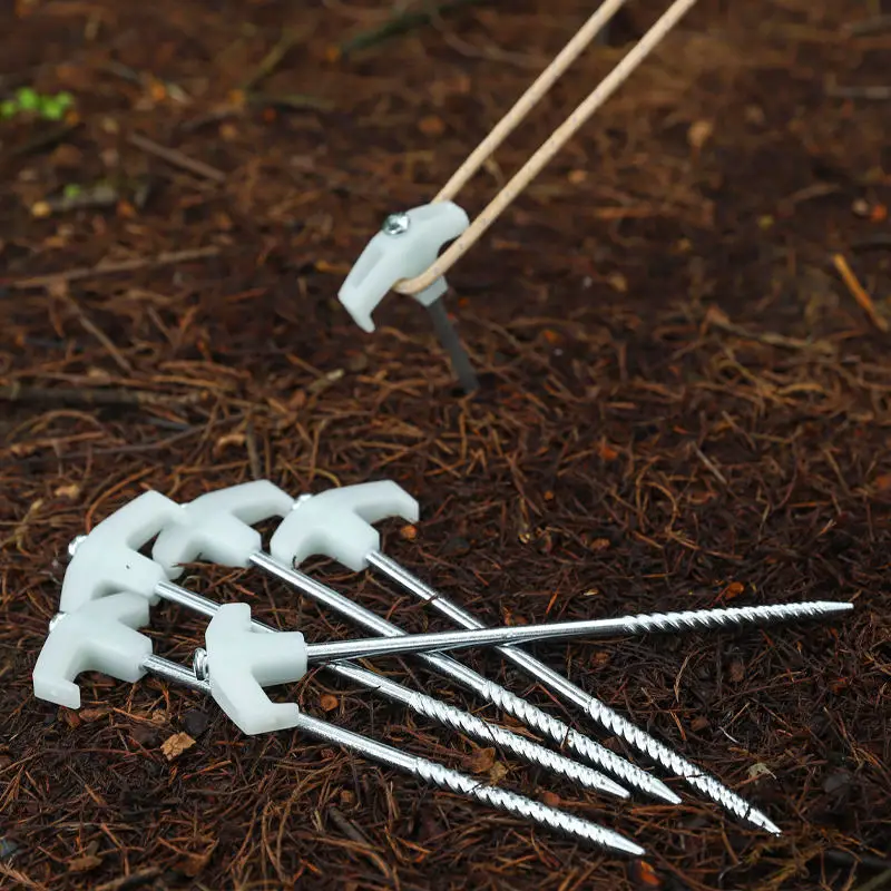 Hot Selling Glow Stainless cast iron Pegs For Camping Tent Peg Hiking Travel Kits Heavy Duty Tent Peg Camp Accessories