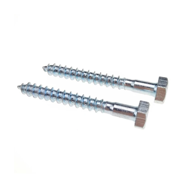 Fasteners Supplier DIN571 Galvanized or Carbon  Steel Hex Head Wood Screw