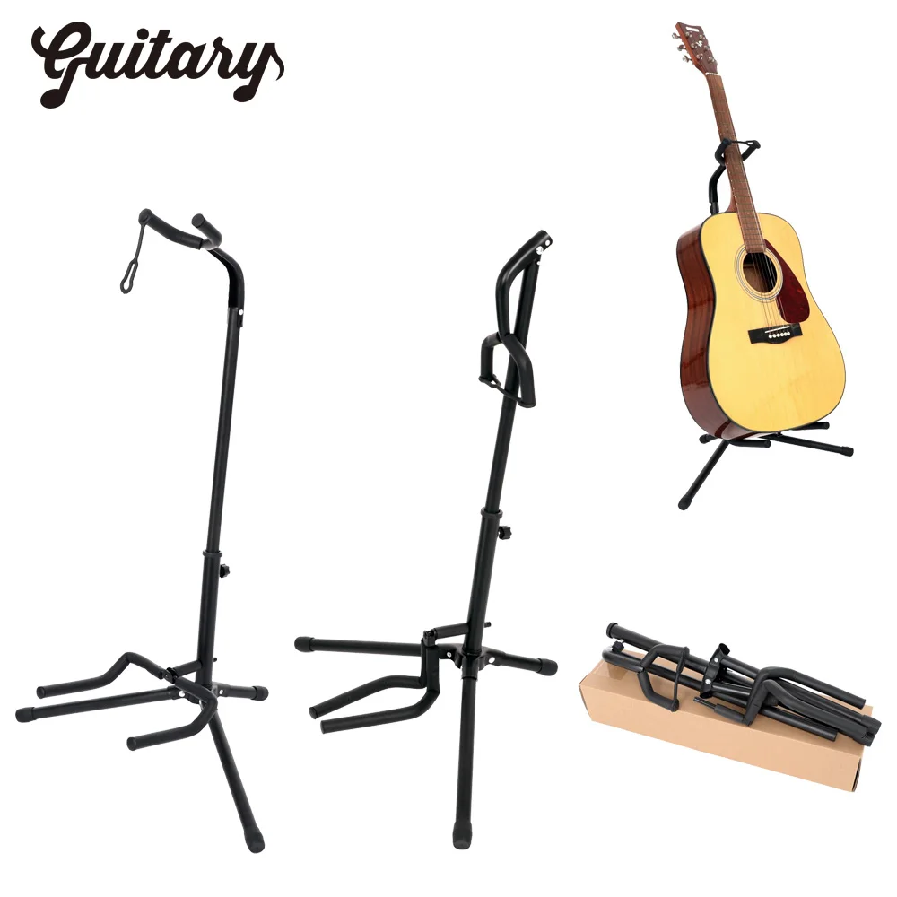 Folding Metal Frameworks Tripod Guitar Stand Foldable Triple Guitar Bass Ukulele Holder Rack Bracket
