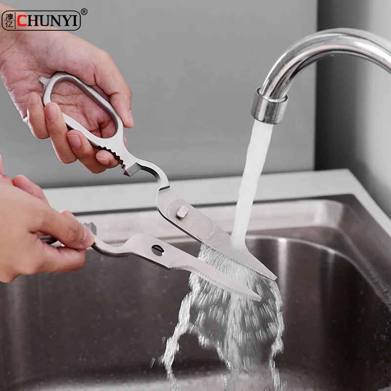 Best Quality stainless steel poultry vegetable shears  bottle opener walnut cracker Sharp multifunctional shears for kitchen use