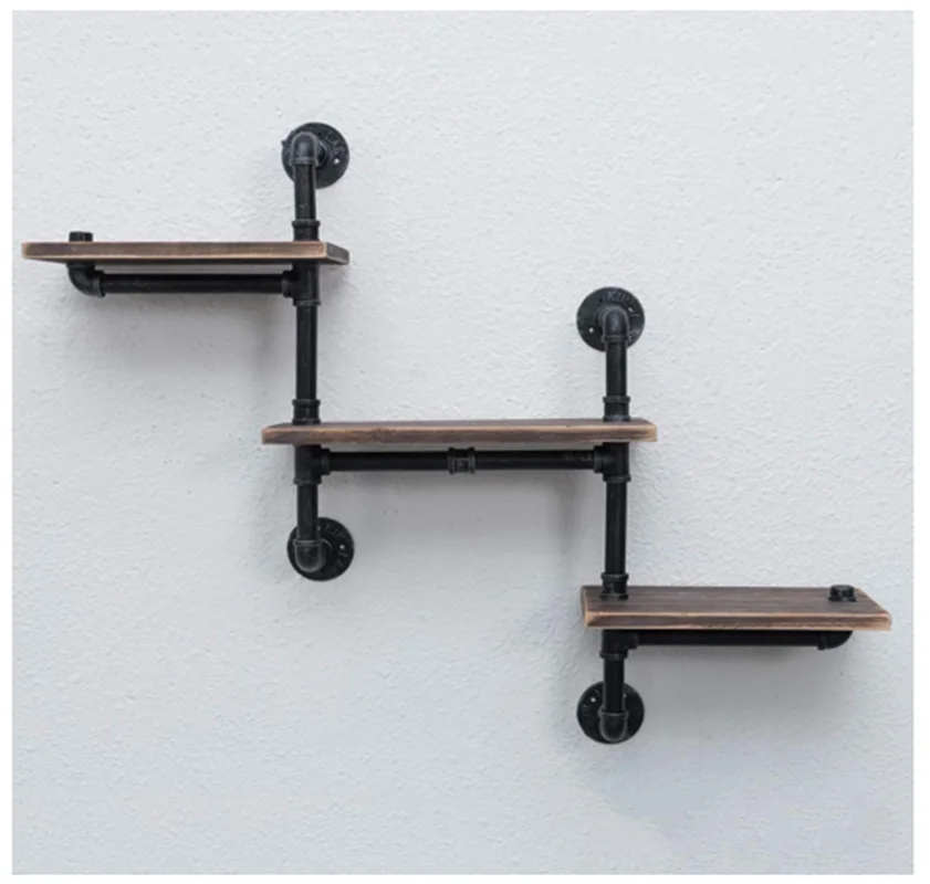 
Industrial Pipe Shelving Wall Mounted,Steampunk Real Reclaimed Wood Book Shelves,Rustic Metal Floating Shelves 