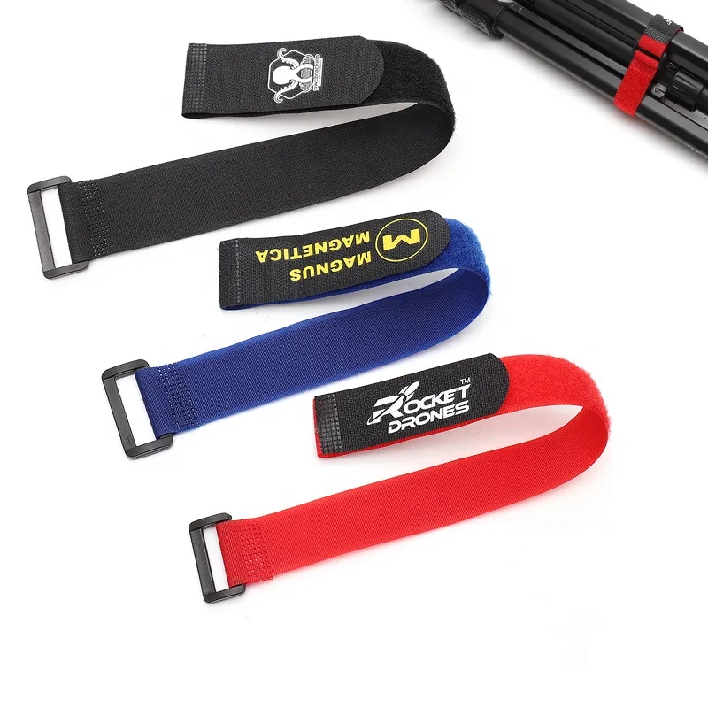 colorful soft print logo custom cize strong stick belt plastic buckle nylon adjustable hook and loop strap