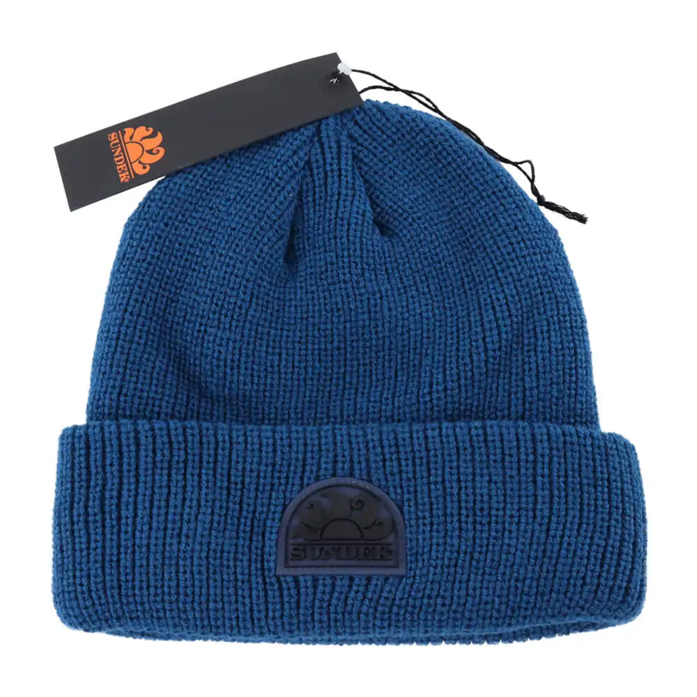 Winter knitted hat factory Custom Cuffed Beanie with Silicone Logo