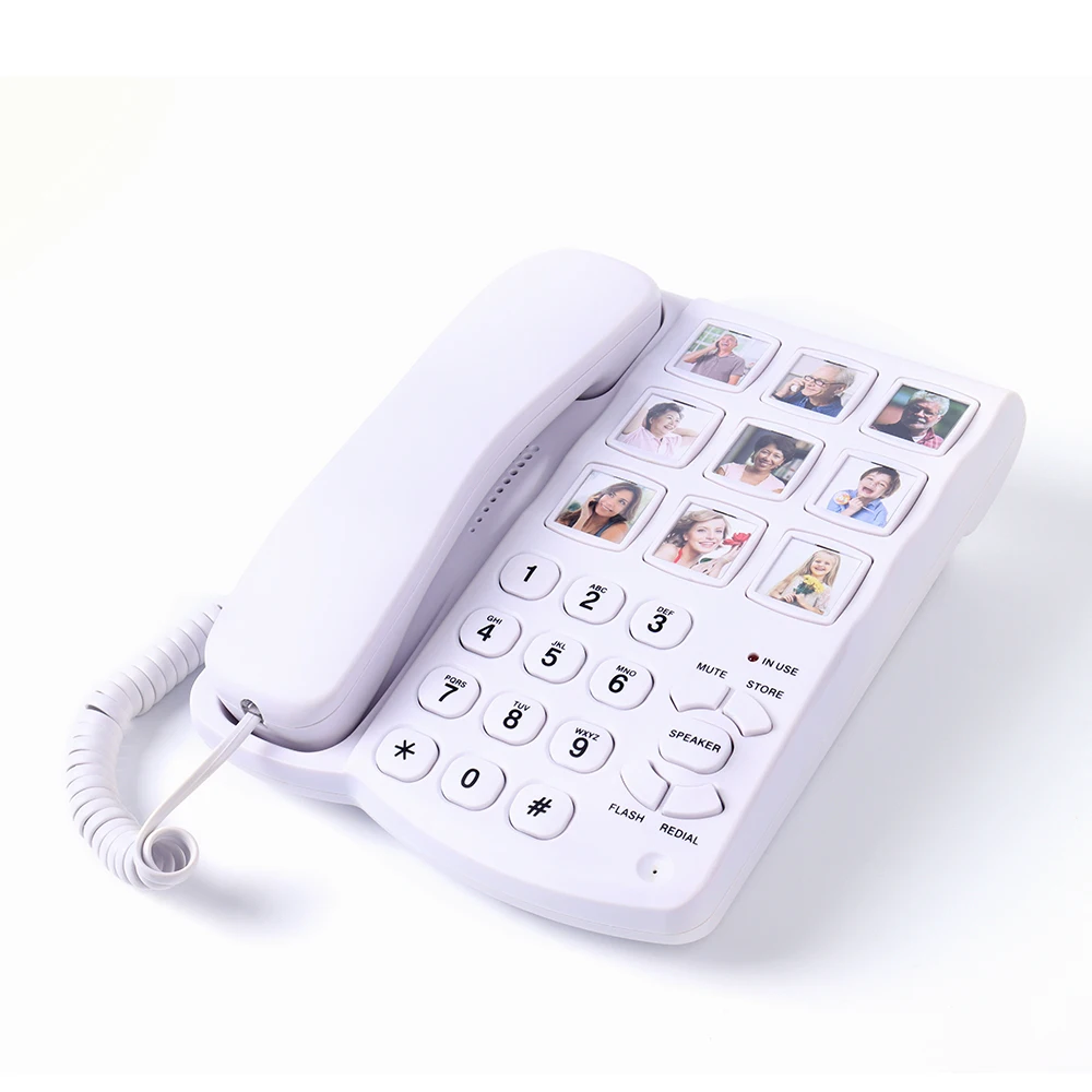 Big Button Phone for Seniors  Corded Landline Telephone Ergonomic Non-Slip Grip One-button dialing and Loudspeaker telephone 202
