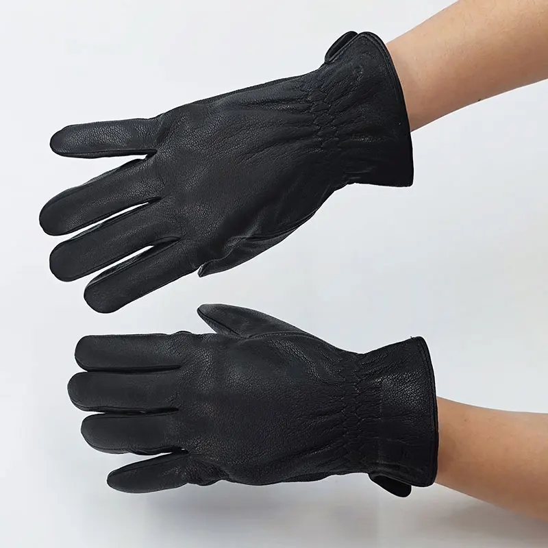 Wool Lining Men Winter Genuine Goatskin Sheepskin Leather Car Driving Unlined Gloves For Cycling Drive Leather Gloves For Men