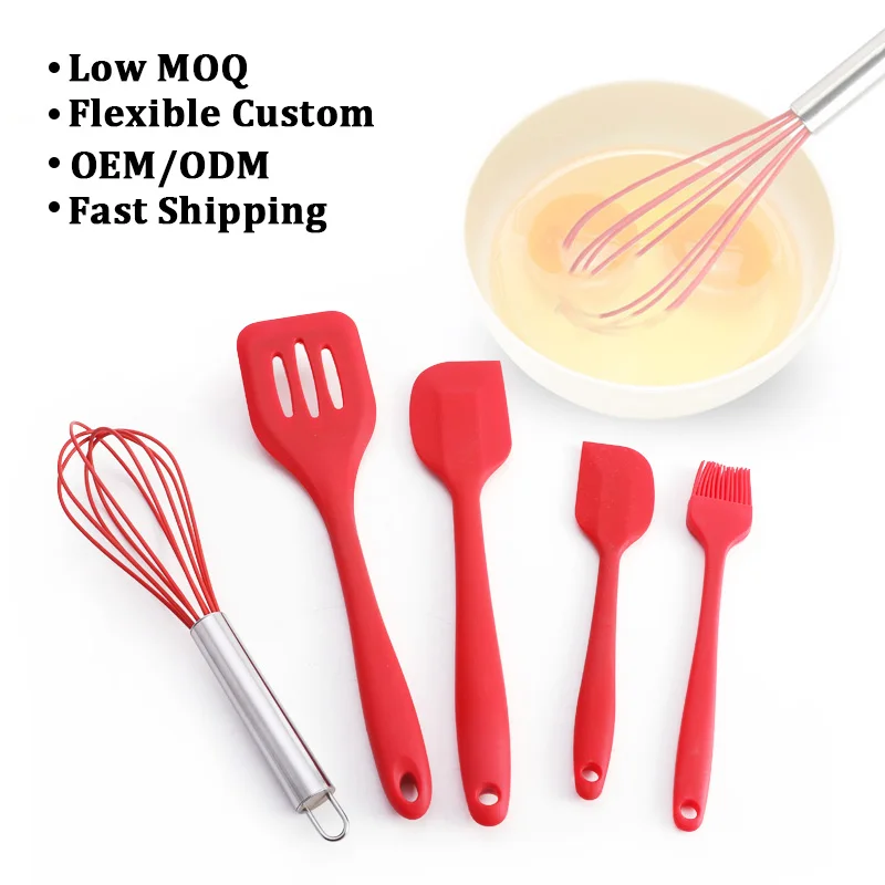Home and Kitchen Accessories 5Pcs Heat Resistant Food Silicone Kitchen Utensils Cooking Spatula Set