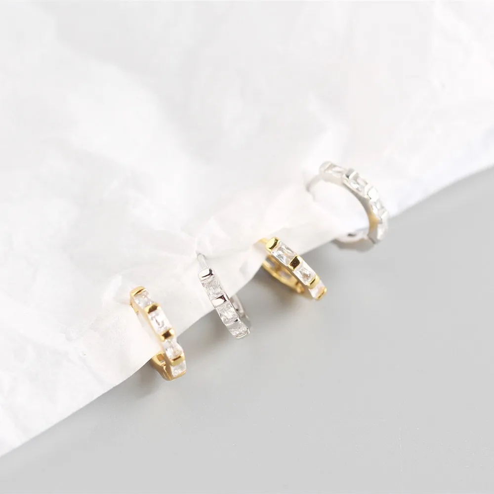 High quality rectangular zircon stirling silver women earrings 925 sterling manufacturing orecchini donna gioielli in argento