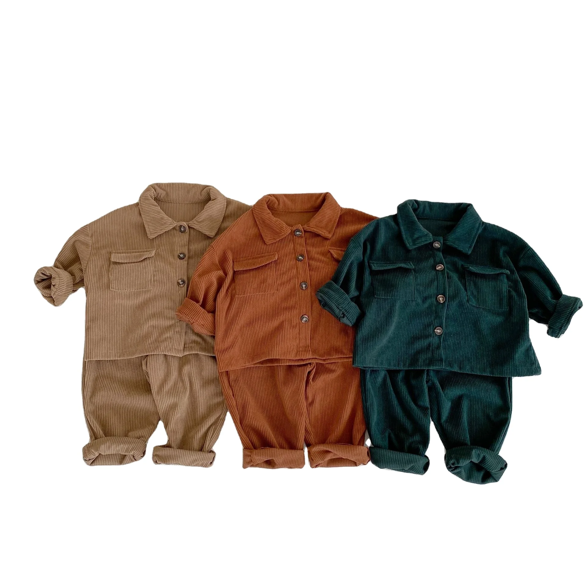 New Winter Warm Baby Clothes Suits High Quality Corduroy Fabric 0-2 Years Thick Baby Boys Girls Clothing Sets