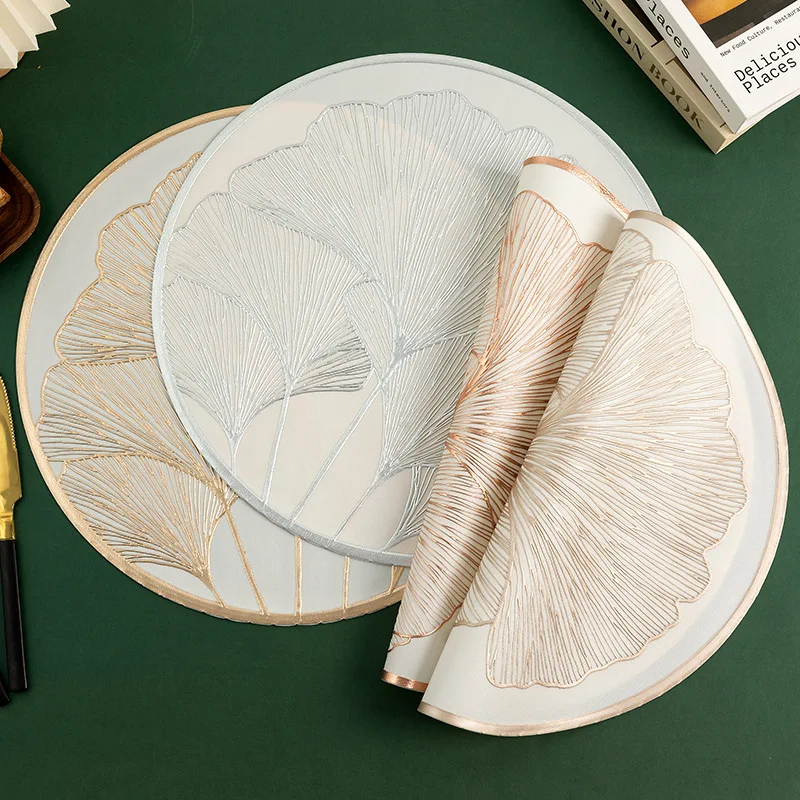 Tabletex Three-dimensional Ginkgo Leaf Placemats Waterproof Oilproof Anti-slip PVC Placemat Kitchen Restaurant Decoration Mats