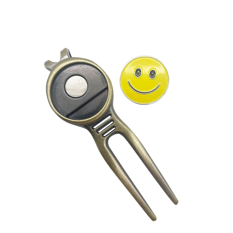 Custom Logo Durable Zinc Alloy Club Cleaner Magnetic Ball Marker and Divot Repair Tool Golf Divot Repair Tool With Ball Marker