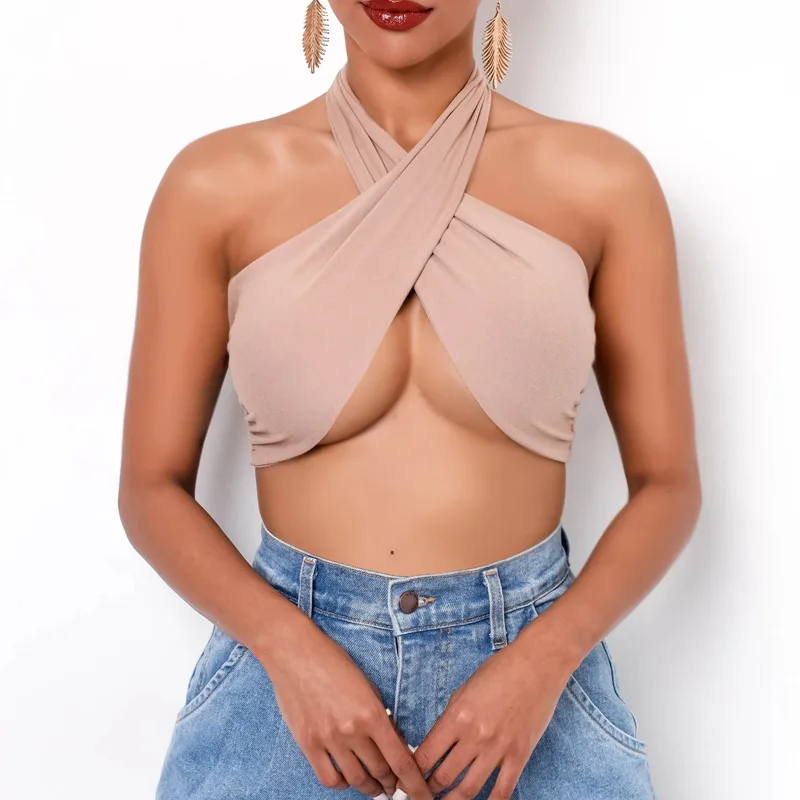 Летний новый женский пикантный спортивный бюстгальтер для ночного клуба женский топ для йоги один размер майка с лямкой через шею жилет Топ для женщин