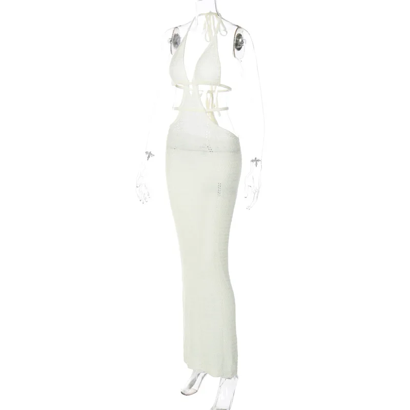 L31146 - ladies summer new fashion sexy backless knitted long elegant dresses