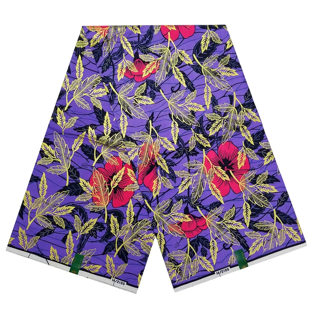New Nigerian African Wax Fabrics 100%Cotton Print Ankara High Quality Original Pagne Veritable Super Golden